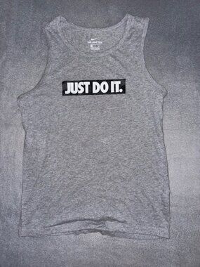 Nike Men’s Just Do It Tank Top Dark Grey Heather Black White BQ5899‑091 Small